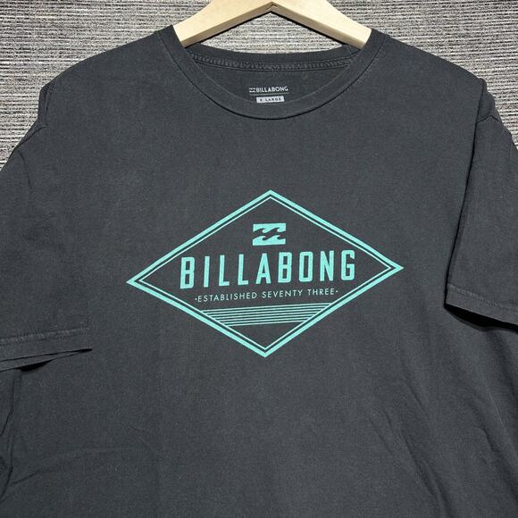 Billabong Shirt Men's XL Black Short Sleeve Middle Logo - Picture 1 of 12
